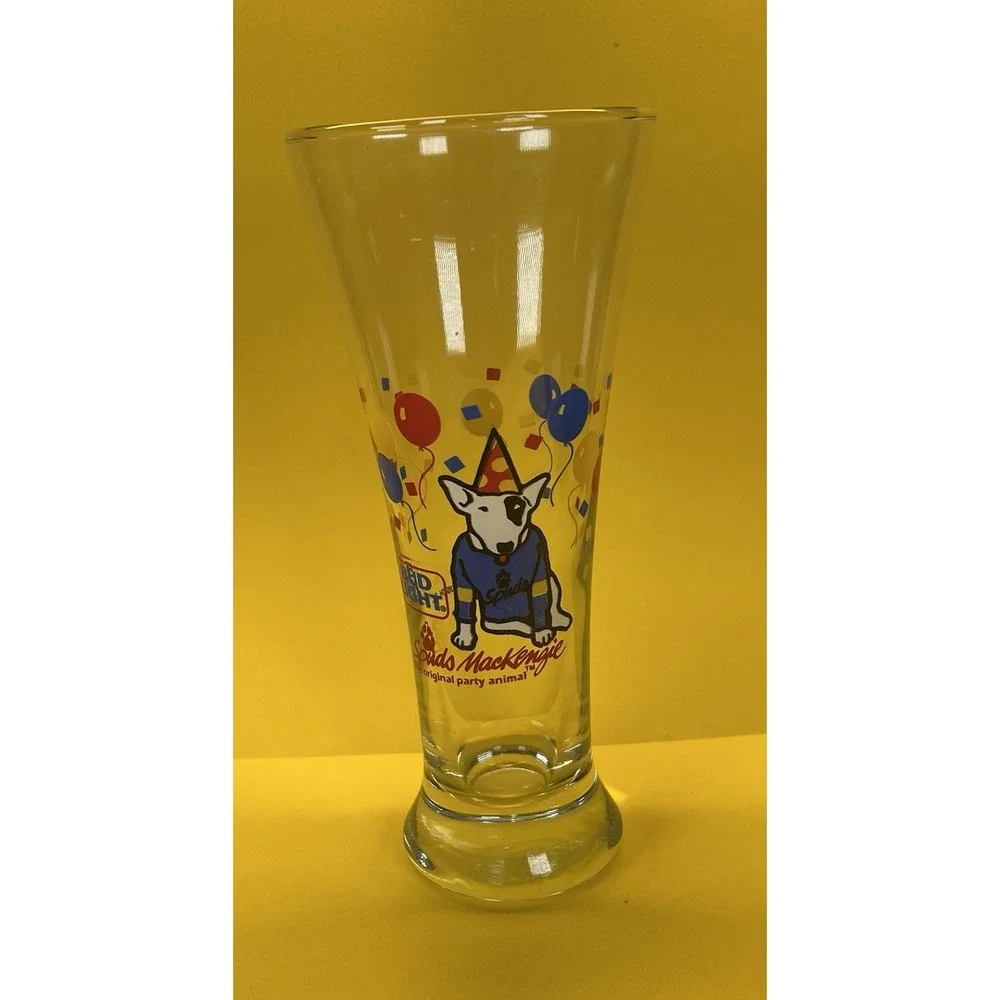 1987 Bud Light Beer Spuds‎ MacKenzie, The Original Party Animal Glass
